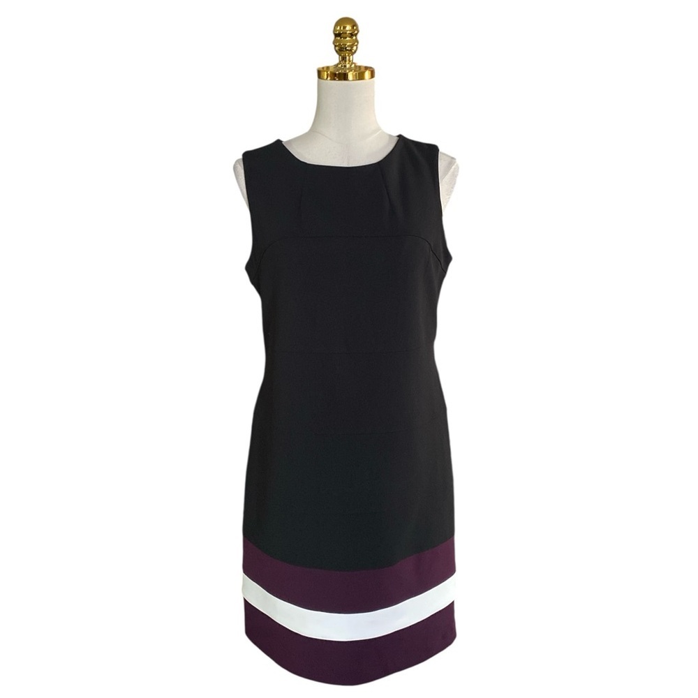 Tommy Hilfiger Women Colorblock Scuba Crepe Sleeveless Office Shift Dress Sz 8